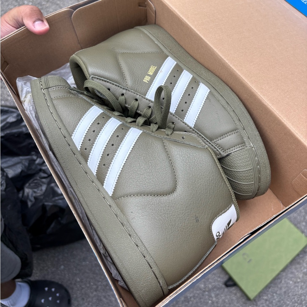 Adidas Men's Khaki and White Sneakers